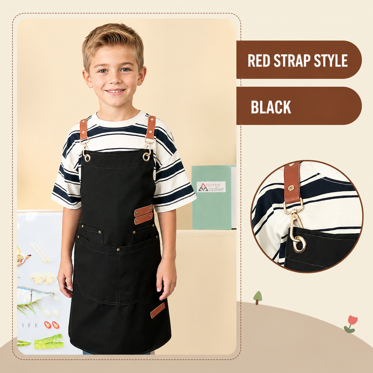 Children's Apron with Multiple Pockets for Painting And Craft Activities Kids' Utility Apron for Household And Kitchen Use