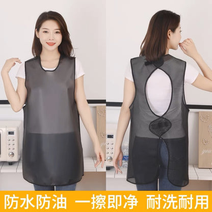Apron tpu Waterproof oil-proof men's and women's household kitchen disposable aquatic catering work clothes sleeveless waist customizable